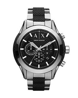 Armani Exchange Men's Black Silicone and Stainless Steel Watch