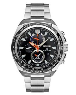 Seiko Men's Prospex World Time Solar Chronograph Watch with Power Reserve