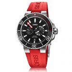 Oris Aquis Men's Regulateur Titanium Automatic Black Dial Additional Red Strap Set Watch - Model: 01 749 7734 7154-Set