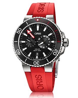 Oris Aquis Men's Regulateur Titanium Automatic Black Dial Additional Red Strap Set Watch - Model: 01 749 7734 7154-Set