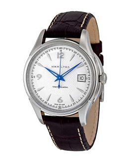 Hamilton Men's H32455557 JazzMaster Viewmatic Silver Dial Brown Strap Watch