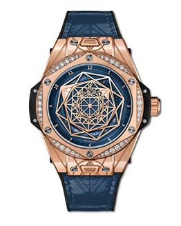 Hublot Limited Edition Sang Bleu One Click Gold Blue Diamonds Watch 465.OS.7189.VR.1204.MXM19