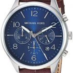 Michael Kors Men's Merrick Stainless Steel Analog-Quartz Watch with Leather Strap, Brown, 22 (Model: MK8636)