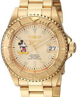 Invicta Men's Disney Limited Edition Automatic-self-Wind Watch with Stainless-Steel Strap, Gold, 9 (Model: 22779)