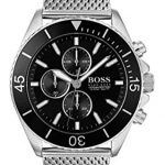 BOSS Men's Ocean Edition Chrono Quartz Stainless Steel and Mesh Bracelet Casual Watch, Color: Silver (Model: 1513701)