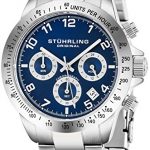 Blue Quartz Chronograph Mens Watch by Stuhrling Original. Solid Stainless Steel Watch Bracelet Watch Band Deployant Clasp. 50 Meter Water Resistant. Stylish Gift Watches for Men.