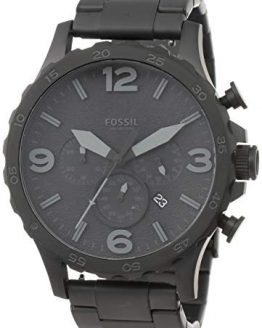 Fossil Men's Nate Quartz Stainless Steel Chronograph Watch, Color: Black (Model: JR1401)