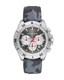 Michael Kors Men's Theroux Stainless Steel Quartz Watch with Silicone Strap, Gray, 22 (Model: MK8710)
