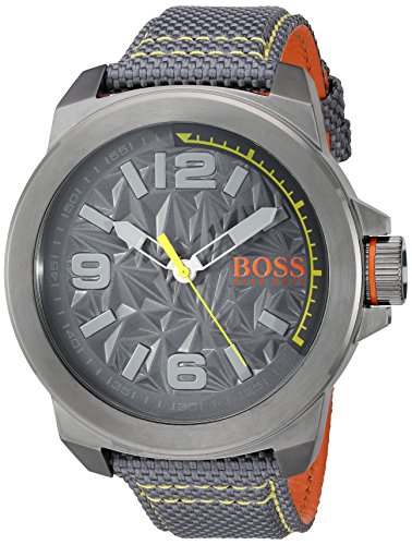 BOSS Orange Men's 'NEW YORK' Quartz Resin and Canvas Casual Watch, Color:Grey (Model: 1513344)