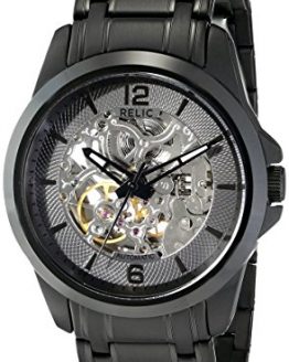 Relic by Fossil Men's Cameron Automatic Self-Winding Stainless Steel IP Skeleton Dial Watch, Color: Black (Model: ZR12110)