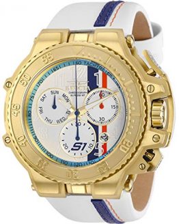 Invicta Men's S1 Rally Stainless Steel Quartz Watch with Leather Strap, White, 33.3 (Model: 28398)