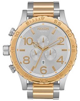 NIXON 51-30 Chrono A087 - Silver/Gold - 304M Water Resistant Men's Analog Fashion Watch (51mm Watch Face, 25mm Stainless Steel Band)