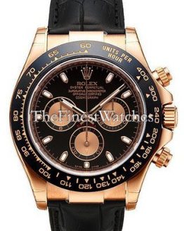 Rolex Daytona Pink Gold Strap Watch, Bronze Arabic Dial