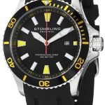 Stuhrling Original Men's 706.04 Aquadiver Regatta Quartz Date Yellow Accent Rubber Strap Diver Watch
