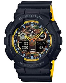Casio G-Shock Men's Analog-Digital Black & Yellow Resin Strap Watch GA100BY-1A