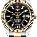 Luxury Rolex Sky-Dweller Black Dial Gold & Steel Mens Watch - Reference: 326933