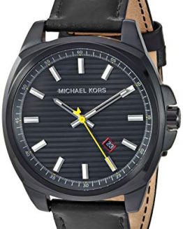 Michael Kors Men's Bryson Stainless Steel Analog-Quartz Watch with Leather Strap, Black, 20 (Model: MK8632)
