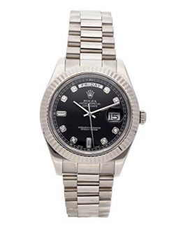 Rolex Day-Date II Mechanical (Automatic) Black Dial Mens Watch 218239 (Certified Pre-Owned)