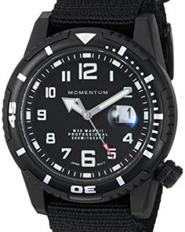 Men's Sports Watch | M50 Nylon Dive Watch by Momentum | Stainless Steel Watches for Men | Sapphire Crystal Analog Watch with Japanese Movement | Water Resistant (500M/1650FT) Classic Watch - Black / 1M-DV54B7B