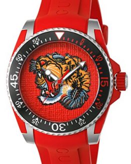 Gucci Dive Red Dial Red Rubber Men's Watch YA136315