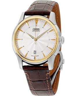 Oris Artelier Automatic Silver Dial Brown Leather Mens Watch 73376704351LS