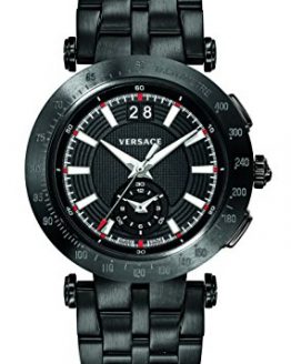 Versace Men's V-Race Sport Swiss-Quartz Watch with Stainless-Steel Strap, Black (Model: VAH040016)