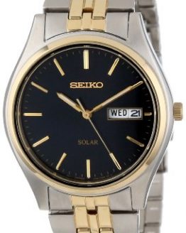 Seiko Men's SNE034 Two-Tone Solar Bluish black Dial Watch