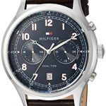 Tommy Hilfiger Men's Casual Sport Stainless Steel Quartz Watch with Leather Strap, Brown, 22 (Model: 1791385)