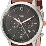 Fossil Men's Neutra Stainless Steel Quartz Watch with Leather Calfskin Strap, Brown, 22 (Model: FS5408)