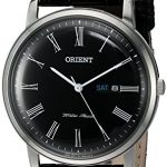 Orient Men's 'Capital Version 2' Quartz Stainless Steel and Leather Dress Watch, Color:Black (Model: FUG1R008B9)
