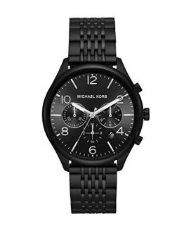 Michael Kors Men's Merrick Quartz Watch with Stainless-Steel-Plated Strap, Black, 20 (Model: MK8640)