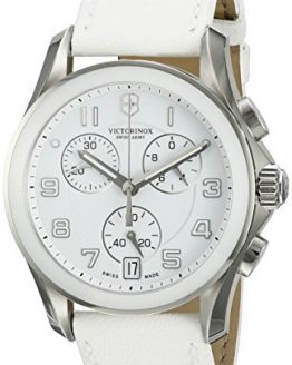 Victorinox Swiss Army 241500 Chrono Classic Watch with White Dial and White Leather Strap