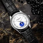Stuhrling Original MoonPhase Dress Watch - Stainless Steel Case and Leather Band
