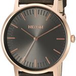NIXON Porter Leather A1058 - Rose Gold/Gunmetal/Surplus - 50m Water Resistant Men's Analog Classic Watch (40mm Watch Face, 20-18mm Leather Band)