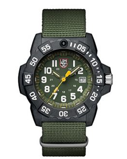 Luminox Men's SEA Stainless Steel Swiss-Quartz Watch with Nylon Strap, Green, 24 (Model: 3517)
