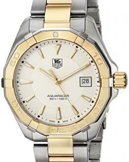 TAG Heuer Men's 'Aquaracracer' Swiss Quartz Gold and Stainless Steel Dress Watch, Color:Two Tone (Model: WAY1120.BB0930)