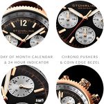 Stuhrling Original Men's 669.04 Analog Monaco Quartz Chronograph Date 16K Rose Gold Plated Brown Genuine Leather Strap Watch - A Timeless Elegance in Rose Gold and Leather