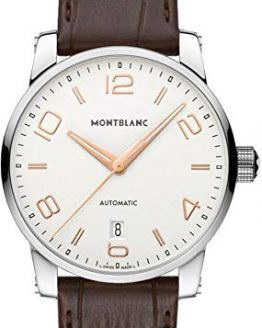Montblanc Timewalker Automatic White Dial Brown Leather Mens Watch 110340