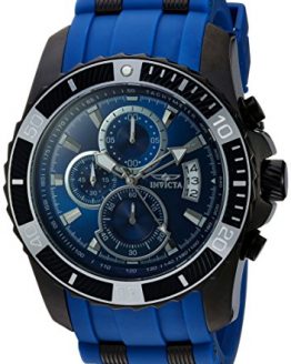 Invicta Men's Pro Diver Stainless Steel Quartz Watch with Polyurethane Strap, Blue, 26 (Model: 22432)