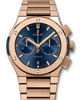 Hublot Classic Fusion Chronograph 45mm Mens Watch Rose Gold Blue Dial