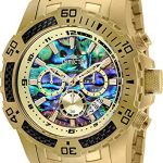Invicta Men's Pro Diver Scuba Quartz Chronograph Carbon Fiber Bezel Abalone Dial Bracelet Watch, 50mm (Gold)