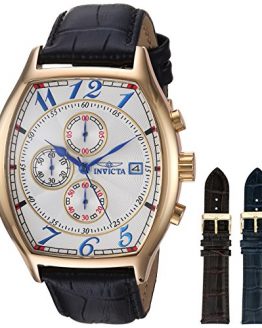 Invicta Men's 14330 Specialty 18k Yellow Gold-Plated Watch with Three Interchangeable Leather Bands