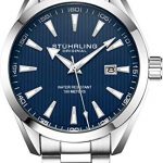Stuhrling Original Blue Watch for Men Analog Watch Dial with Date - Stainless Steel Silver Bracelet, 3953 Mens Watch Collection