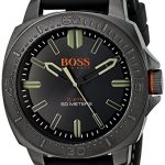 BOSS Orange Men's 1513254 SAO PAULO Gunmetal-Tone Watch with Black Silicone Band