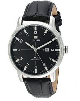 Tommy Hilfiger Men's 1710330 Stainless Steel Watch with Black Genuine Leather Band