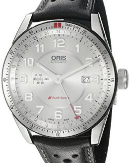 Oris Men's Audi Stainless Steel Swiss-Automatic Watch with Leather Calfskin Strap, Black, 21 (Model: 74777014461LS)