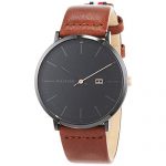 Tommy Hilfiger Men's James Brown Leather Band Steel Case Quartz Black Dial Analog Watch 1791461