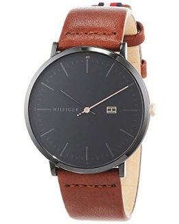 Tommy Hilfiger Men's James Brown Leather Band Steel Case Quartz Black Dial Analog Watch 1791461