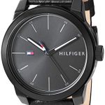 Tommy Hilfiger Men's Quartz Watch with Leather Calfskin Strap, Black, 19.5 (Model: 1791384)