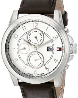 Tommy Hilfiger Men's Stainless Steel Watch with Brown Leather Band